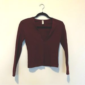 Maroon, American Apparel plunge neck top